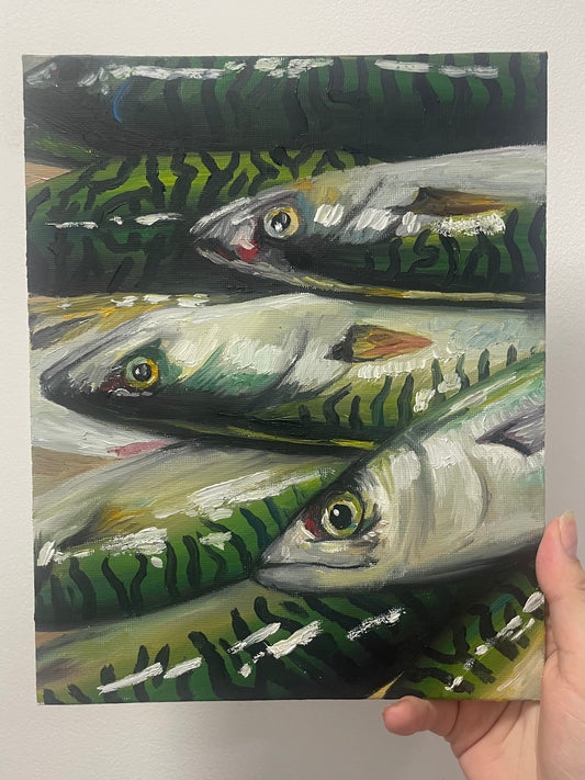 “Mackerel Pile” 8x10inch oil in canvas board